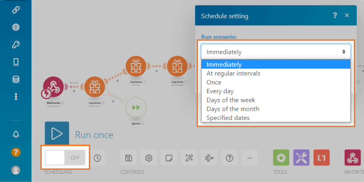 choose Scheduling settings